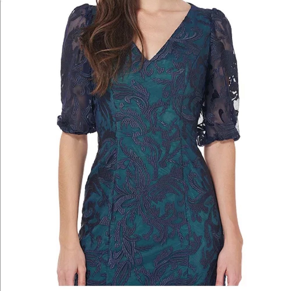 JS Collections Teal and Navy Midi Dress